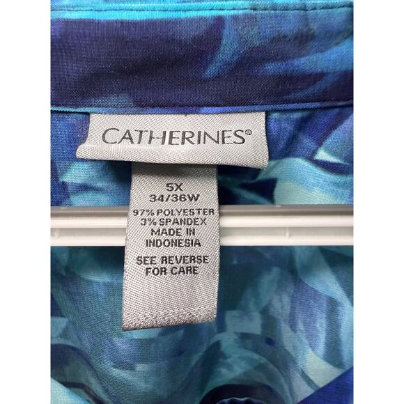 Catherines blue abstract button down‎ shirt womens 5X wacky art to wear artsy - Picture 3 of 7